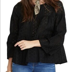 NWT Madewell Eyelet Tiered Button-Back Top